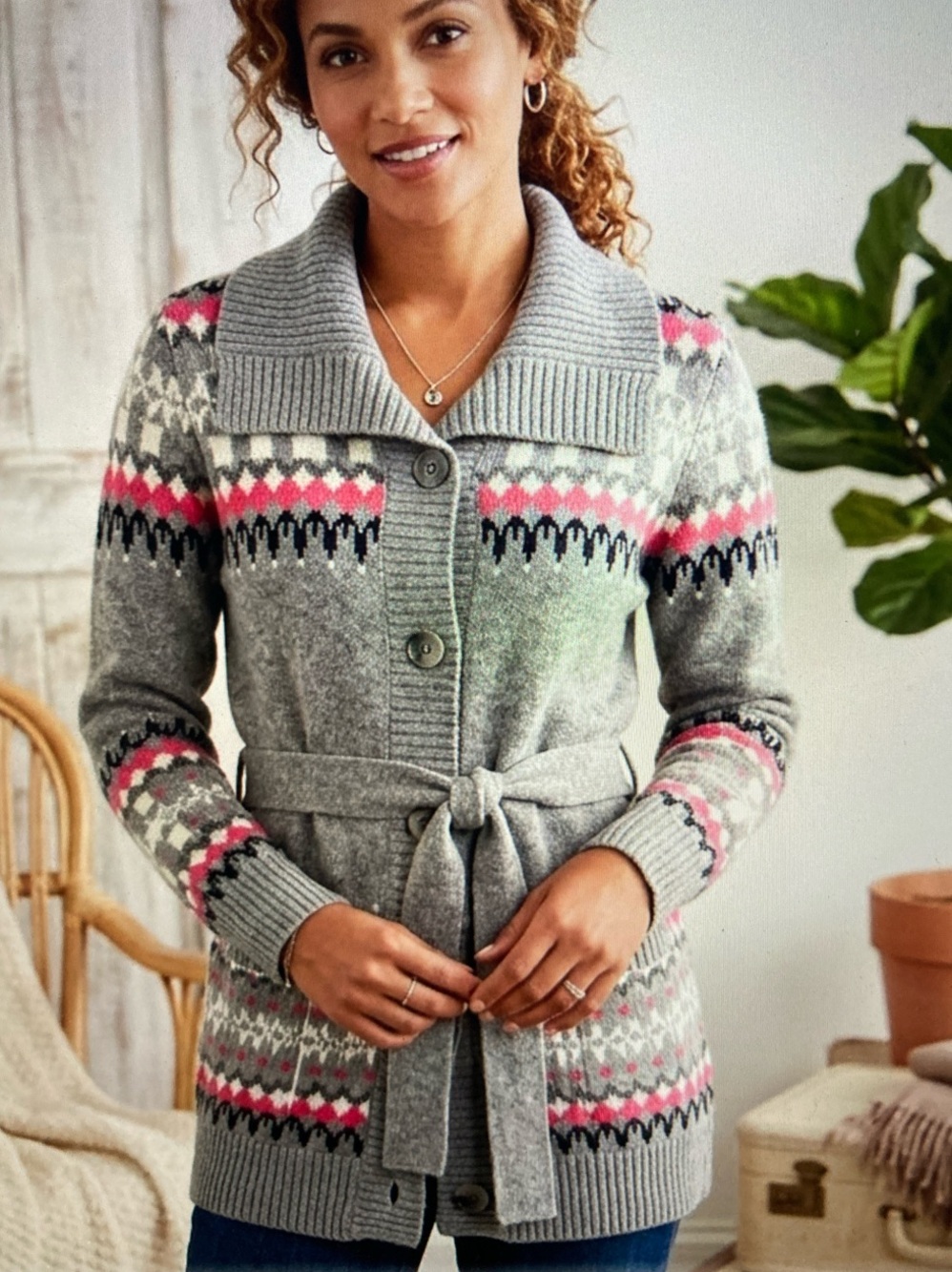 Pendleton Long Sleeve Fair Isle Cardigan Small S535